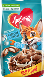 Готовый завтрак ЛЮБЯТОВО Подушечки с молочной начинкой, 500г, картинка