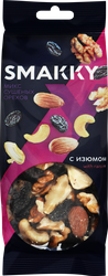 Смесь фруктово-ореховая SMAKKY микс сушеных орехов и изюма, 50г, крупный план