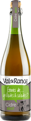Сидр VAL DE RANCE BRUT Яблочный газированный фильтрованный пастеризованный полусладкий, 0.75л, крупный план