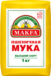 Мука пшеничная MAKFA хлебопекарная высший сорт, 1кг, изображение