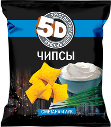 Чипсы пшеничные 5D со вкусом сметана и лук, 200г, детальное фото