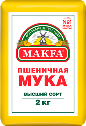 Мука пшеничная MAKFA хлебопекарная высший сорт, 2кг, вид
