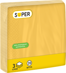 Салфетки бумажные SUPER Цветные 3-слоя, 33х33см, 20шт, вид
