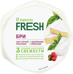 Сыр мягкий ЛЕНТА FRESH Бри с двойными сливками с белой плесенью 60%, без змж, 125г, изображение