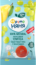 Изображение товара Кусочки фруктовые ФРУТОНЯНЯ Улитка из яблок, груш, слив и винограда, с 12 месяцев, 15г