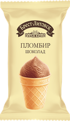 Мороженое БРЕСТ-ЛИТОВСК Пломбир шоколадный 15%, без змж, вафельный стаканчик, 75г, картинка