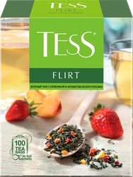 Чай зеленый TESS со вкусом белого персика и клубники, 100пак, фото