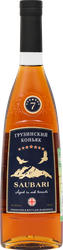 Коньяк SAUBARI Грузинский марочный выдержанный КВ 7 лет 40%, 0.5л, крупный план
