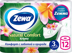 Бумага туалетная ZEWA Natural comfort Aroma 3-слоя, 12шт, изображение