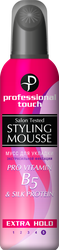 Мусс для волос PROFESSIONAL TOUCH Pro-vitamin B5& Silk Protein экстрасильная фиксация, 150мл, фотография