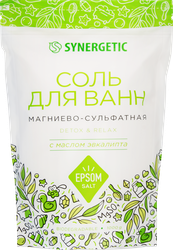 Соль для ванн SYNERGETIC магниево-сульфатная с маслом эвкалипта, 1кг, фото