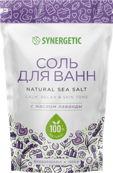 Соль для ванн SYNERGETIC с маслом лаванды, 1кг, фотография