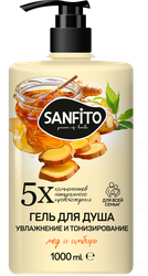 Гель для душа SANFITO Мед и имбирь, Увлажнение и тонизирование, 1000мл, фото