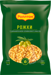 Макароны РОЛЛТОН Рожки, с оливковым маслом, 400г, крупный план