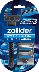 Станок для бритья ZOLLIDER Hybrid 3 Alpha, 3 лезвия+3 сменных картриджа, изображение