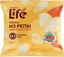 Чипсы овощные ЛЕНТА LIFE Хрустящие, репа, 25г, вид