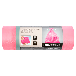 Пакеты для мусора HOMECLUB усиленные с завязками, 35л, Арт. 1668, 30шт, крупный план