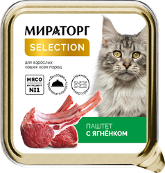 Изображение товара Корм консервированный для взрослых кошек МИРАТОРГ Selection Паштет с ягненок, 100г