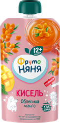 Кисель фруктово-ягодный ФРУТОНЯНЯ из облепихи и манго, с 12 месяцев, 130г, картинка