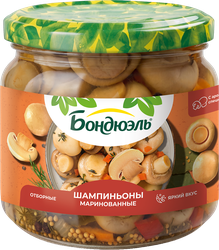 Шампиньоны маринованные БОНДЮЭЛЬ с ароматными специями, 350мл, фото