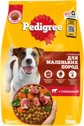 Корм сухой для взрослых собак PEDIGREE полнорационный, для мелких пород, 500г, вид