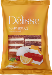 Мармелад DELISSE двухслойный со вкусами апельсина, вишни и пломбира, 300г, вид