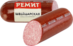 Колбаса полукопченая РЕМИТ Швейцарская, весовая, крупный план