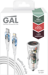 Набор автоаксессуаров GAL АЗУ type-C-USB PD 30W+QC3 и кабель type-C-8pin 3A 1м, Арт. UC-4597/CU-5377, фото