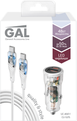 Набор автоаксессуаров GAL АЗУ type-C-USB PD 30W+QC3 и кабель type-C-type-C 3A 1м, Арт. UC-4597/CU-5375, картинка