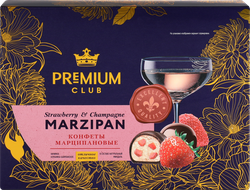 Конфеты PREMIUM CLUB марципановые с кусочками клубники и шампанским, 98г, картинка