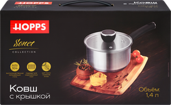 Ковш HOPPS Sonet, ручки soft-touch, нержавеющая сталь, 1.4л, Арт. HNSS-16, вид