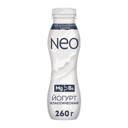 Йогурт питьевой NEO Классический 1,8%, без змж 260г, крупный план