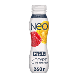 Йогурт питьевой NEO Фруктовый Манго, малина 1,5%, без змж 260г, вид