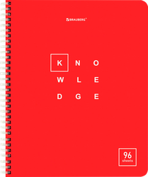 Тетрадь BRAUBERG Knowledge А5, 96 листов, на гребне, в клетку, обложка картон, Арт. 404421, крупный план