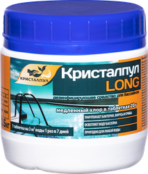 Средство дезинфицирующее для бассейнов КРИСТАЛПУЛ Long, Арт. 110126, 500г, фотография