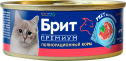 Корм консервированный для кошек BRIT PREMIUM Риет из говядины, для стерилизованных кошек, 100г, вид