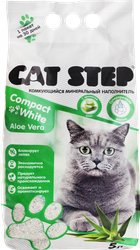 Наполнитель минеральный для кошачьего туалета CAT STEP Compact White Aloe Vera комкующийся, 5л, крупный план