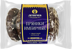 Пряник ДЕМИЧЕВ Имбирный печатный, с фруктовой начинкой, 700г, крупный план