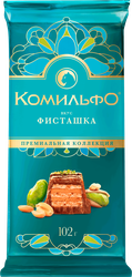 Шоколад молочный и белый КОМИЛЬФО Фисташка, 102г, детальное фото