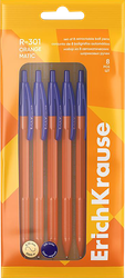 Набор шариковых ручек ERICHKRAUSE R-301 Matic Orange 0.7, автоматические, синий, 8шт, изображение