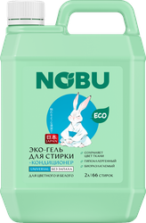 Гель для стирки NOBU Universal 2в1 экологичный с кондиционером, 2л, крупный план