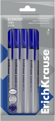 Набор шариковых ручек ERICHKRAUSE Slender Stick Grey 0.7, синий, 8шт, изображение
