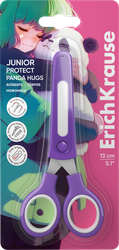 Ножницы ERICHKRAUSE Junior Protect Panda Hugs, с пластиковым чехлом и именным стикером, 13см, фото