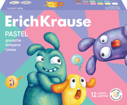 Гуашь ERICHKRAUSE Jolly Friends Pastel, 12 цветов по 20мл, фотография