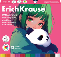 Пластилин ERICHKRAUSE Panda Hugs, классический, 12 цветов, со стеком, 180г, картинка