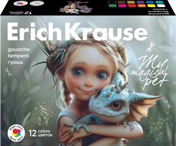 Гуашь ERICHKRAUSE Magic Pet, 12 цветов по 20мл, фото