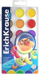 Краски акварельные медовые ERICHKRAUSE Kids Space Animals, 18 цветов, картинка