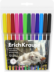 Фломастеры ERICHKRAUSE Big City Cats, 12 цветов, картинка
