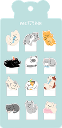 Флажки-закладки MESHU Sweety kitty, пластиковые фигурные, 20 листов, 12 дизайнов, детальное фото
