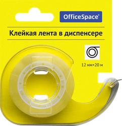 Лента клейкая СПЕЙС 12мм, прозрачная, в пластиковом диспенсере, 20м, изображение